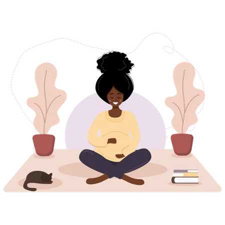 Schwangere Frau beim Yoga  Illustration