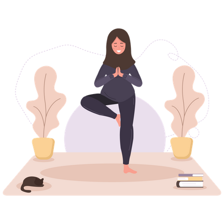 Schwangere Frau beim Yoga  Illustration