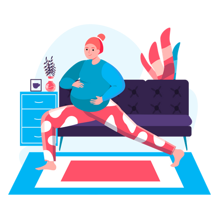 Schwangere Frau beim Yoga  Illustration