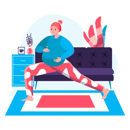 Schwangere Frau beim Yoga  Illustration