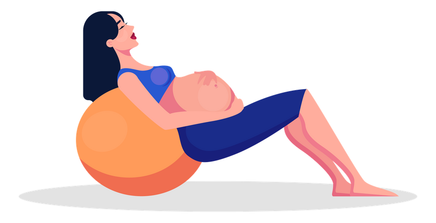 Schwangere Frau macht Yoga mit Ball  Illustration