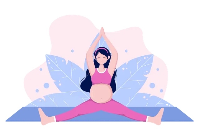 Schwangere Frau macht Yoga-Übungen  Illustration