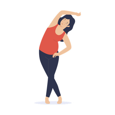 Schwangere Frau macht Yoga-Übungen  Illustration