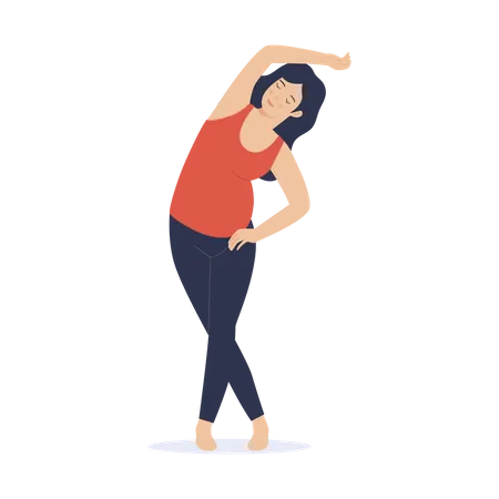 Schwangere Frau macht Yoga-Übungen  Illustration