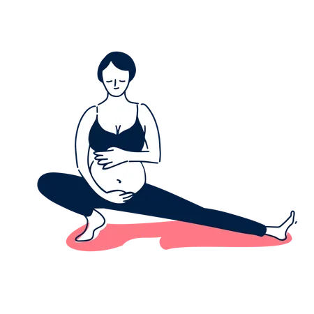 Schwangere Frau macht Yoga-Übungen  Illustration