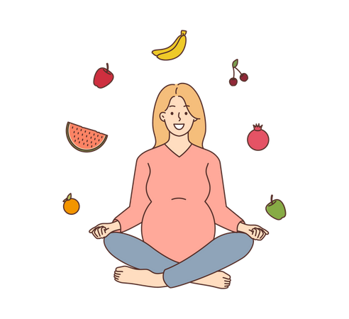 Schwangere Frau mit Obst  Illustration