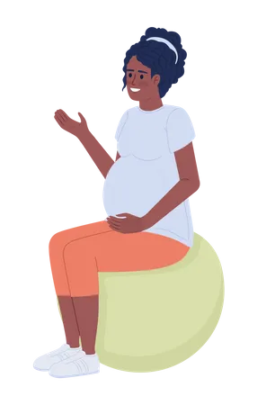 Schwangere Frau sitzt auf Gymnastikball  Illustration