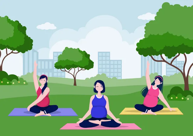 Schwangere Frauen machen Yoga  Illustration