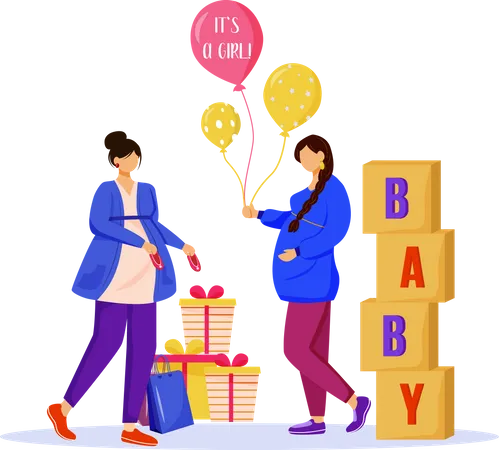 Schwangere mit Babyparty-Geschenken  Illustration