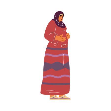 Schwangere islamische Frau im Hijab  Illustration