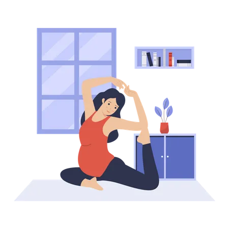 Schwangere Mutter in Yoga-pose  Illustration