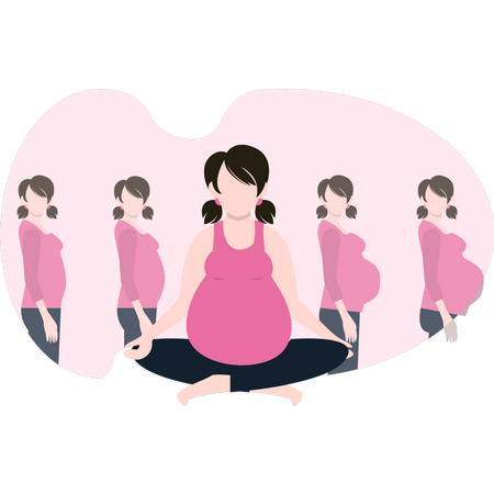 Schwangeres Mädchen beim Yoga  Illustration