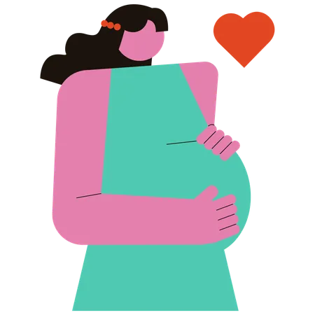 Schwangerschaftsliebe und Liebe zum ungeborenen Baby  Illustration