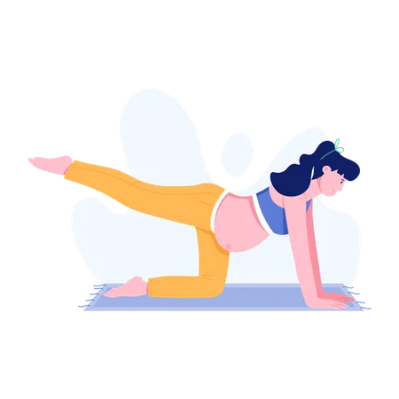 Pränatales Yoga von einer Frau  Illustration