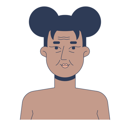 Schwarze Frau alternde Haut mit Falten und feinen Linien  Illustration