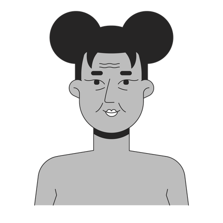 Schwarze Frau alternde Haut mit Falten und feinen Linien  Illustration