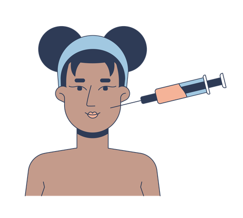Schwarze Frau erhält kosmetische Injektion zur Wangenfüllung  Illustration