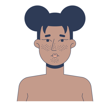 Schwarze Frau mit Mitessern im Gesicht  Illustration
