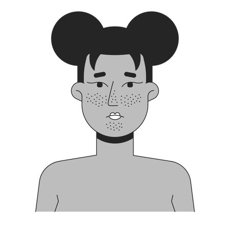 Schwarze Frau mit Mitessern im Gesicht  Illustration