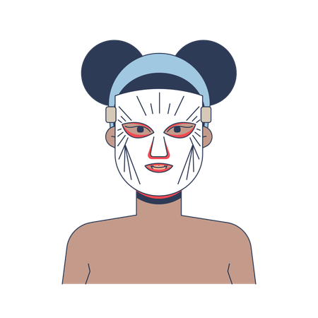 Schwarze Frau mit LED-Lichttherapiemaske  Illustration