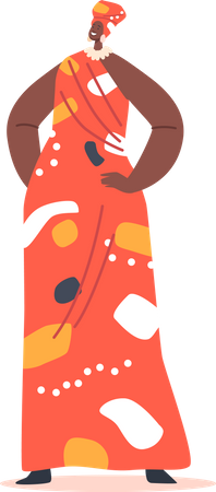 Schwarze Frau trägt traditionelle Kleidung  Illustration