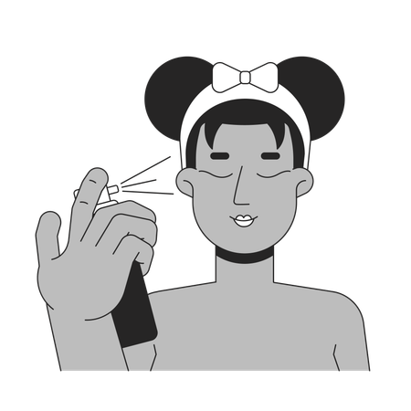 Schwarze Frau mit feuchtigkeitsspendendem Sprühnebel  Illustration