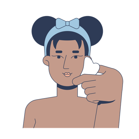 Schwarze Frau mit Gua-Sha-Stein für Gesichtsmassage  Illustration