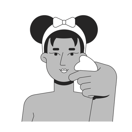 Schwarze Frau mit Gua-Sha-Stein für Gesichtsmassage  Illustration