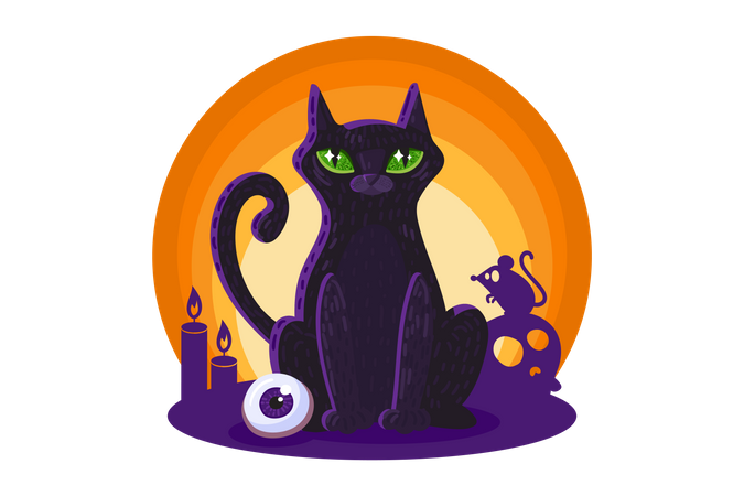 Schwarze Katze  Illustration