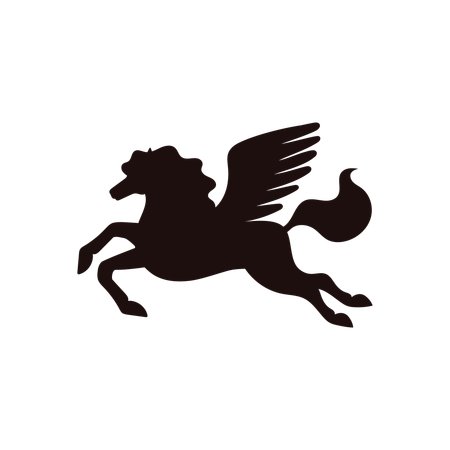 Schwarze Silhouette des mystischen Pegasus  Illustration