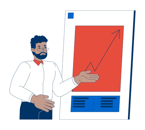 Schwarzer Geschäftsmann demonstriert Wachstumsdiagramm  Illustration