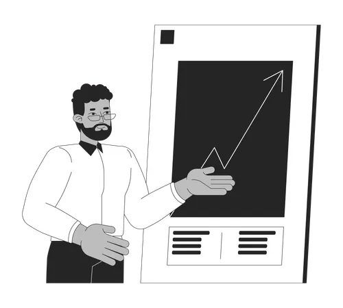 Schwarzer Geschäftsmann demonstriert Wachstumsdiagramm  Illustration