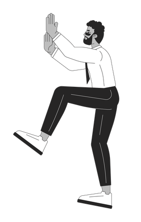 Schwarzer Mann klettert hoch  Illustration