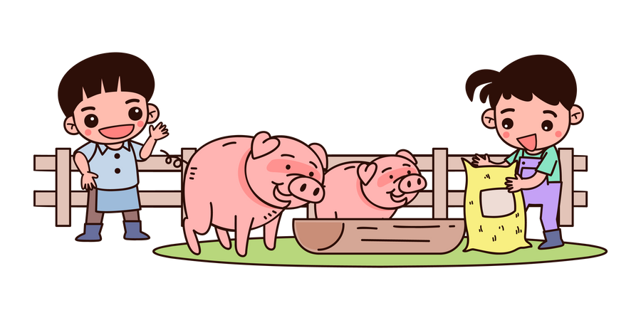 Schweinefütterung  Illustration