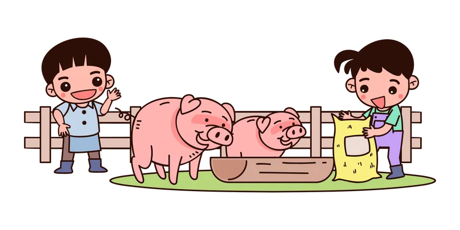 Schweinefütterung  Illustration