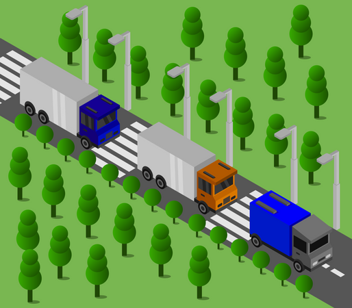 Schwerlast-LKW-Spur auf der Autobahn  Illustration