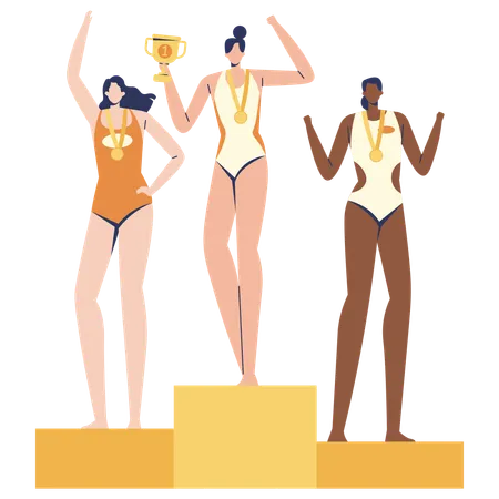 Siegerehrung im Schwimmen  Illustration