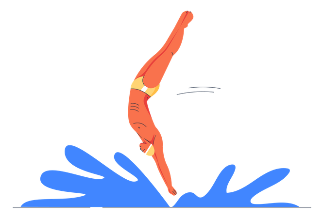 Schwimmer taucht im Wasser  Illustration
