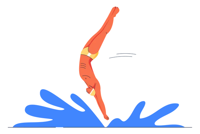 Schwimmer taucht im Wasser  Illustration
