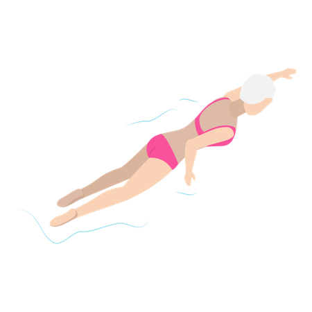 Schwimmerin schwimmt im Schwimmbad  Illustration