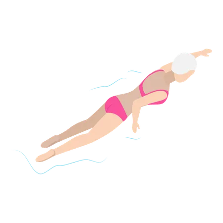 Schwimmerin schwimmt im Schwimmbad  Illustration