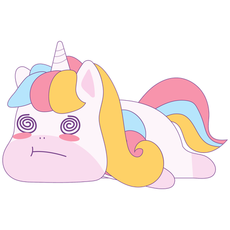 Schwindliges Einhorn, das sich hinlegt  Illustration