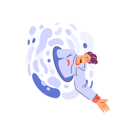 Sci-fi teleportation hatch scene and top half of man  Illustration