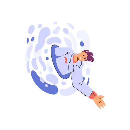 Sci-fi teleportation hatch scene and top half of man  Illustration