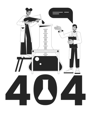Science Experiment Black White Error 404 Flash Message Pouring Liquid To Flask Monochrome Empty State Ui Design Page Not Found Popup Cartoon Image Vector Flat Outline Illustration Concept Illustration