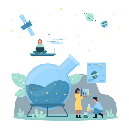 Science experiment in chemical laboratory  Illustration