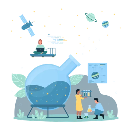 Science experiment in chemical laboratory  Illustration