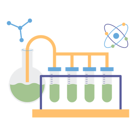 Science laboratory flask test tubes  イラスト