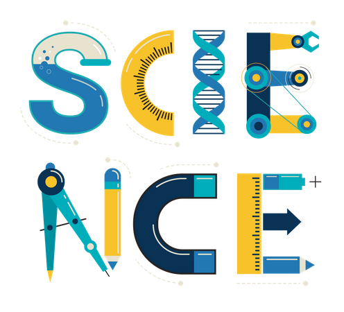 Science letter with scientific tools Illustration