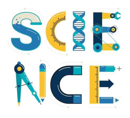 Science letter with scientific tools  Illustration
